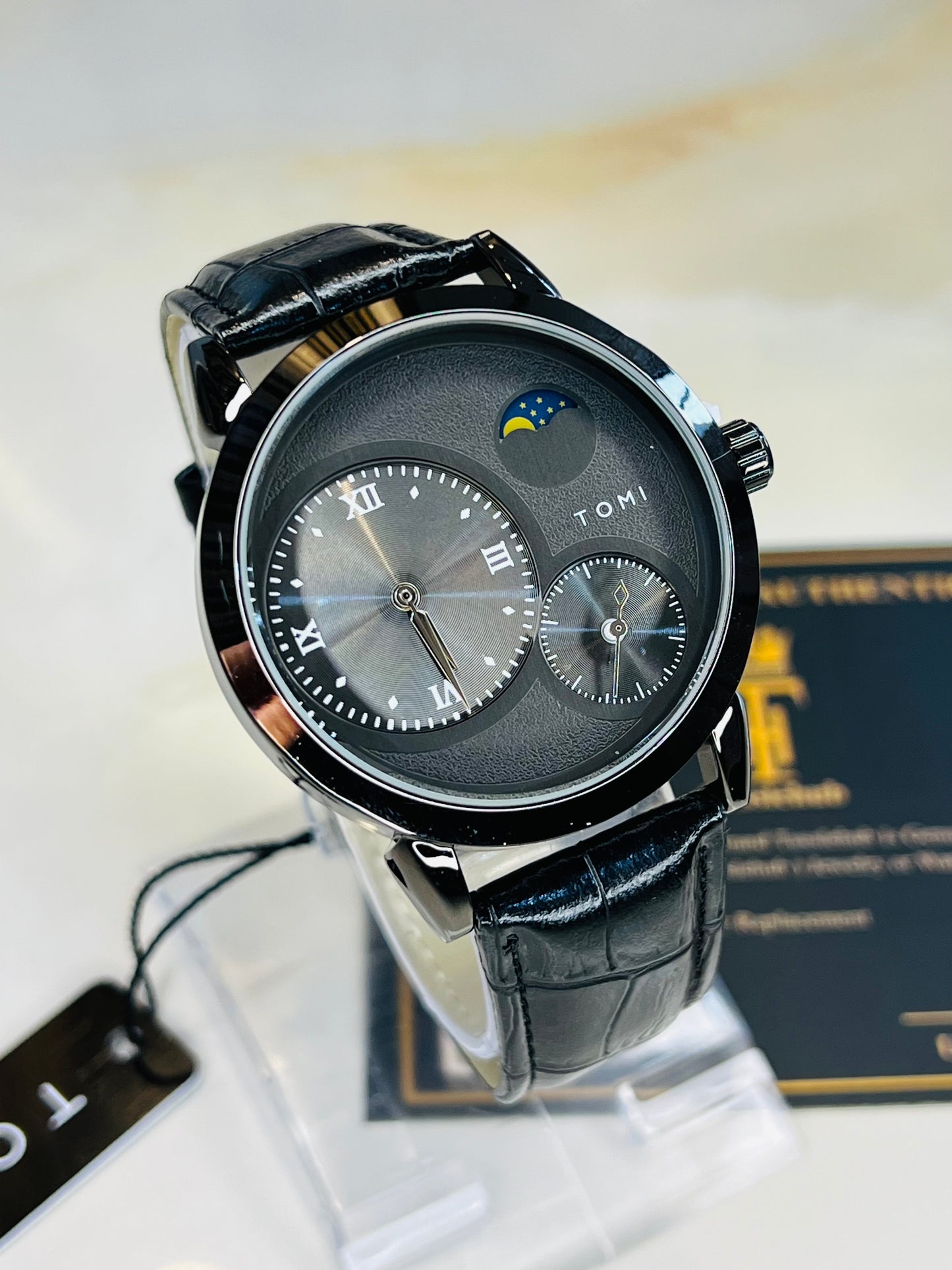 Tomi All Black Moon graph Dial Watch