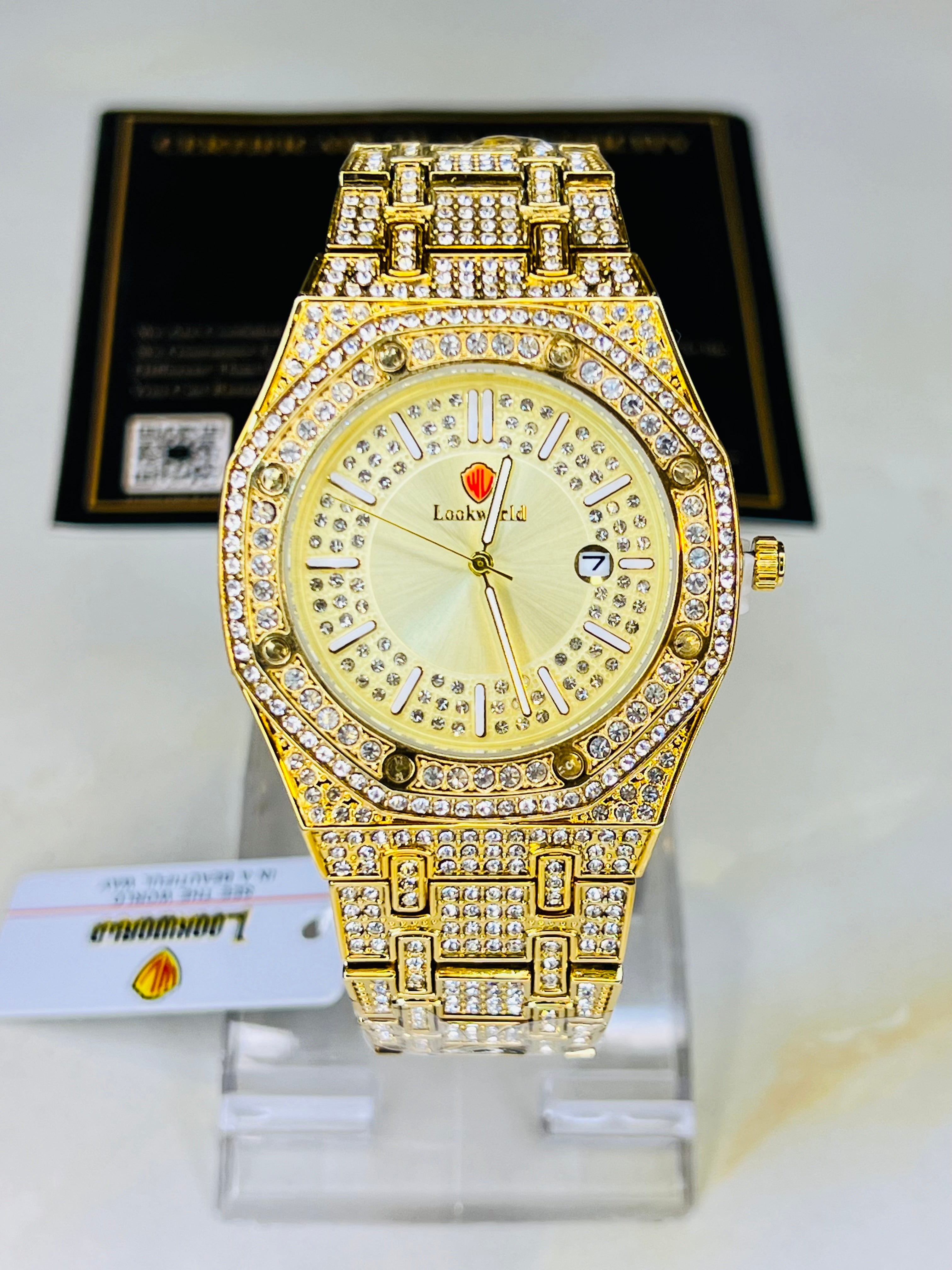 All Gold Look World Iced Out Watch