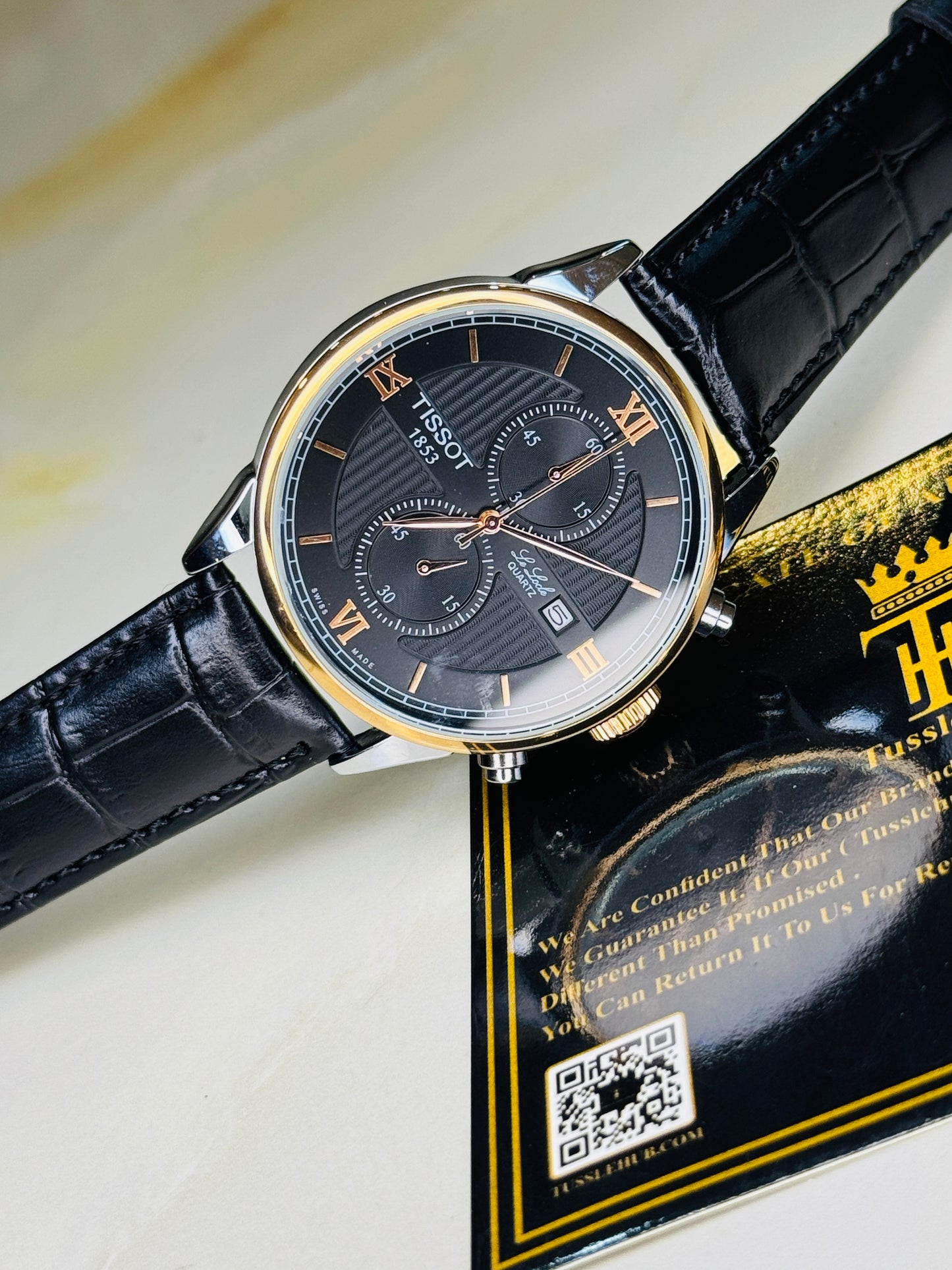 Le Lode Black Leather Chronograph Dial Tissot Watch