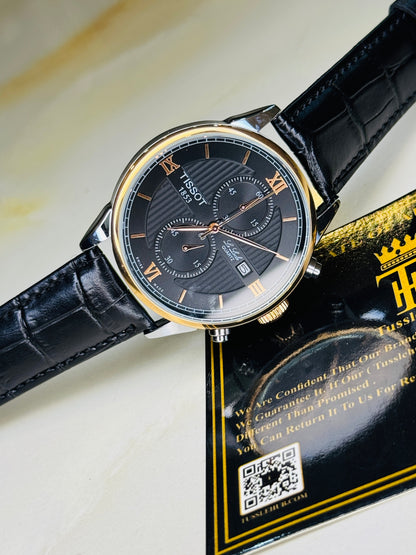 Le Lode Black Leather Chronograph Dial Tissot Watch
