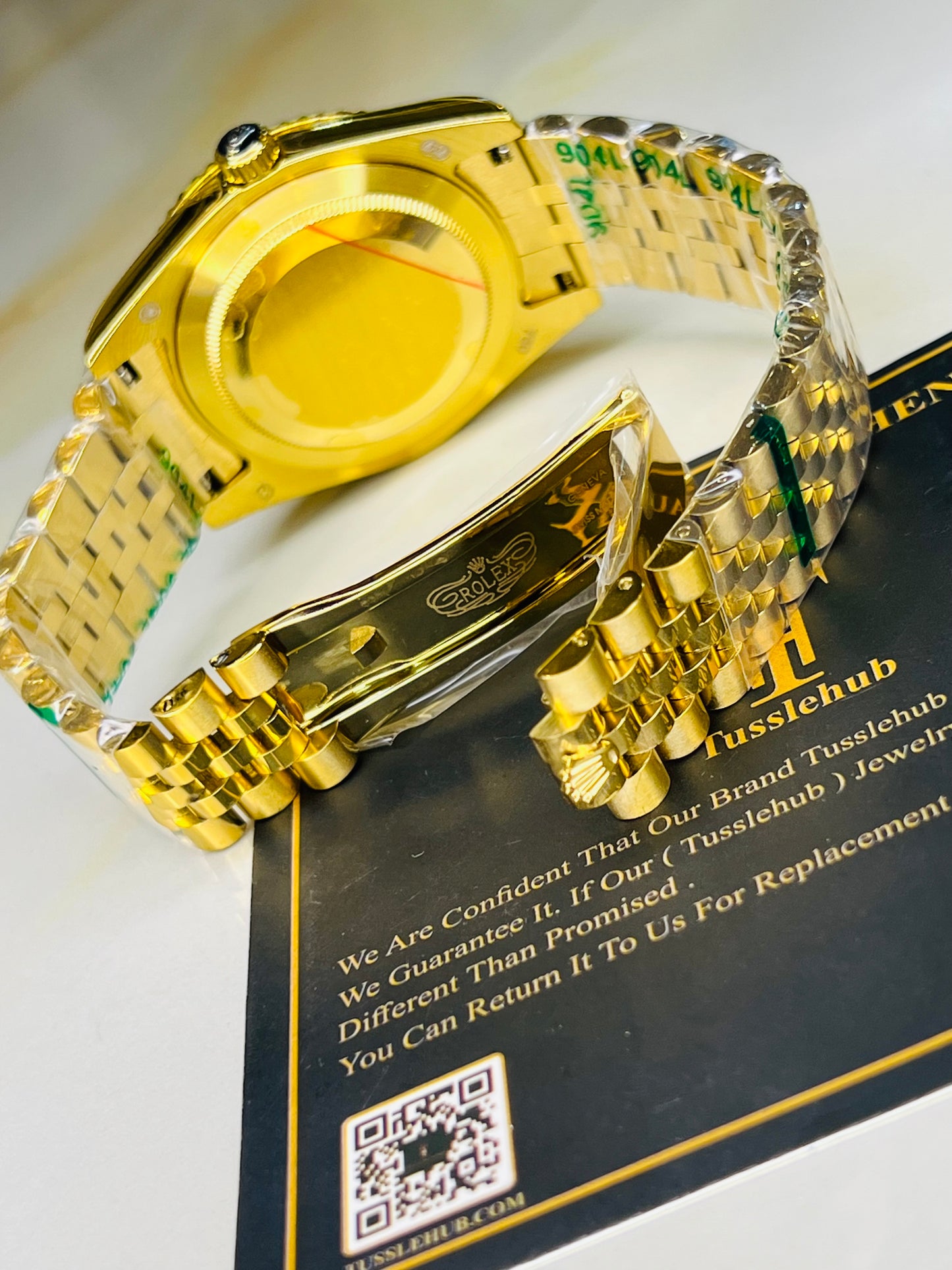 Jubilee Date Just All Gold Fluted Bezel Quartz Watch