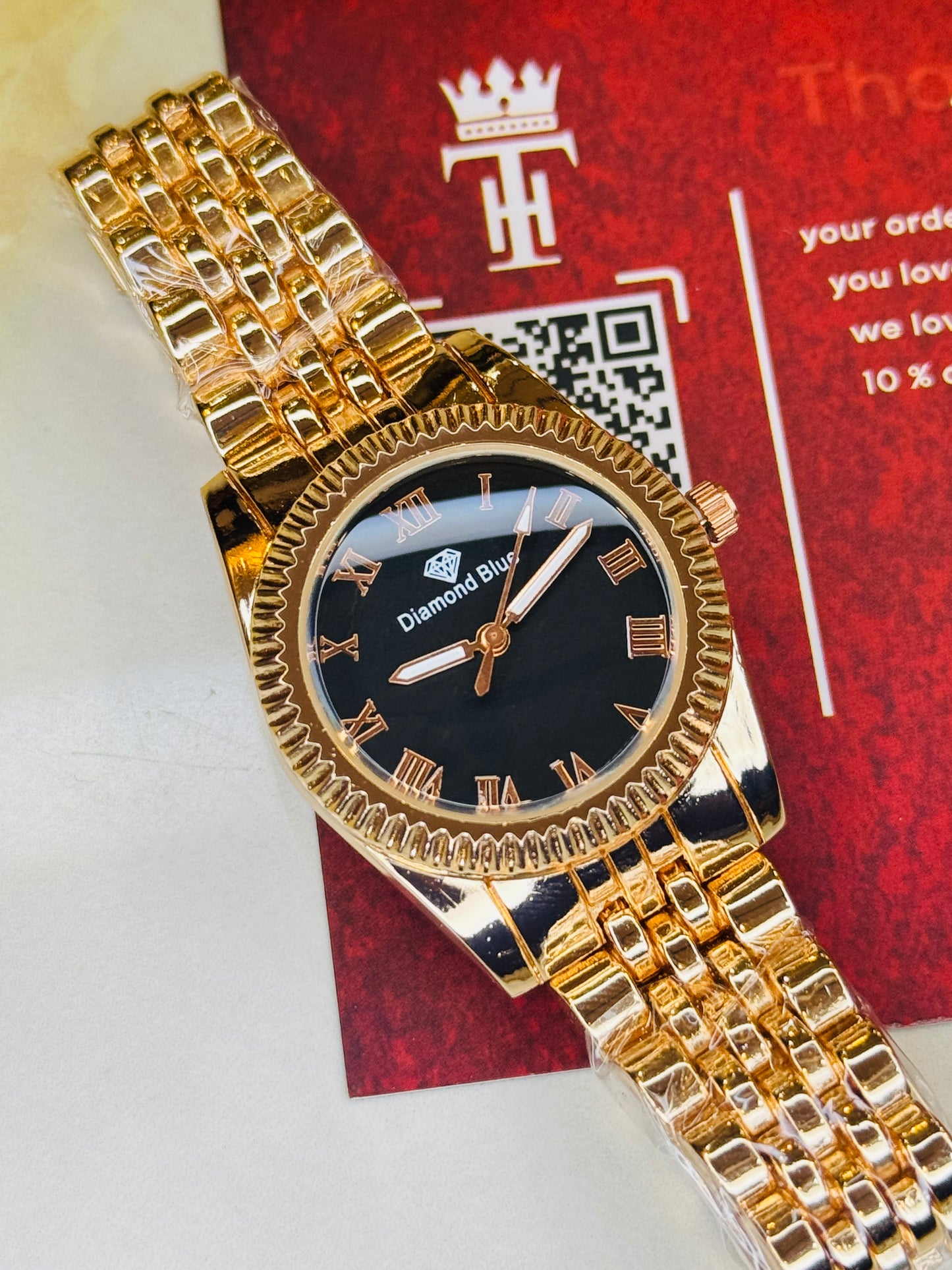 Rose Gold Black Aoqili Roman Watch for her