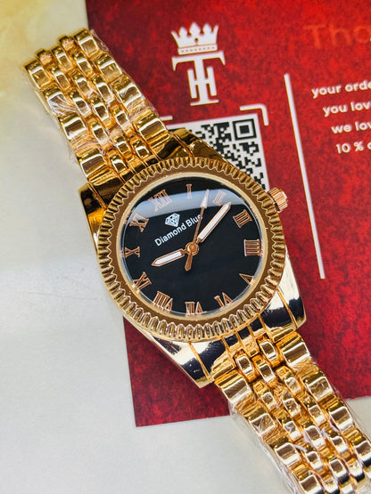 Rose Gold Black Aoqili Roman Watch for her