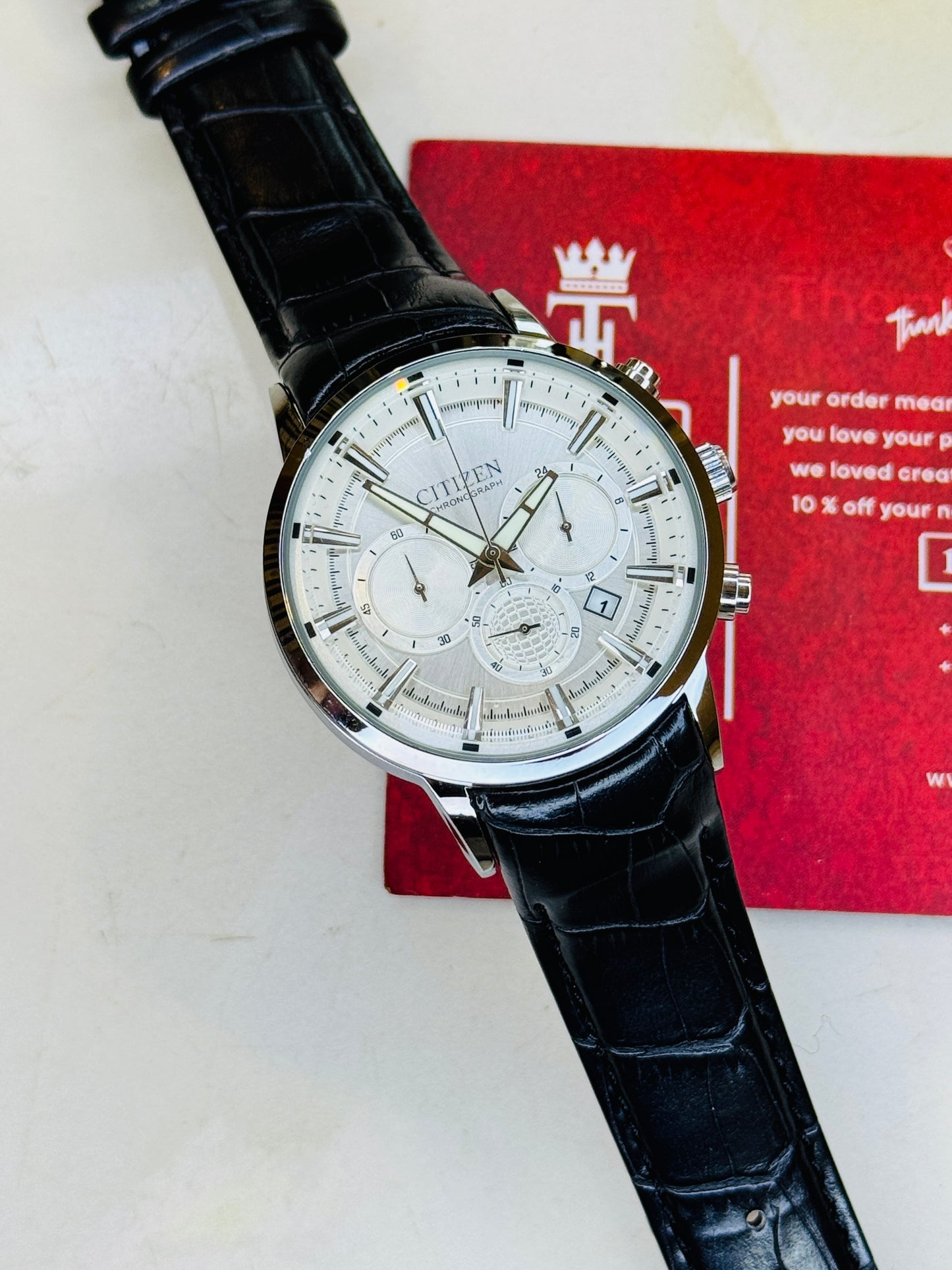 Citizen Globe Black White Chronograph Watch