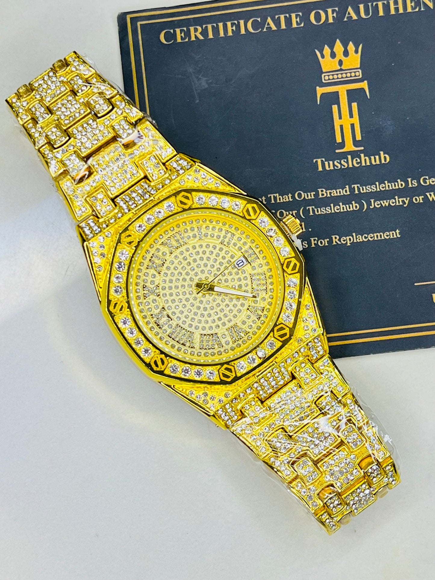 Gold AP Iced Out Watch