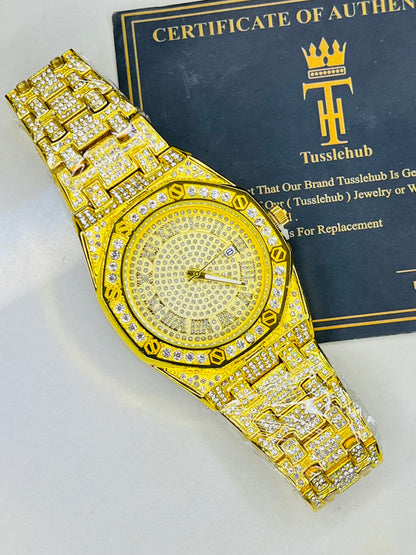 Gold AP Iced Out Watch