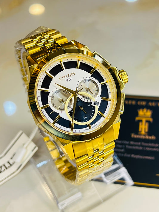 Gold White VIP Chronograph Dial Watch