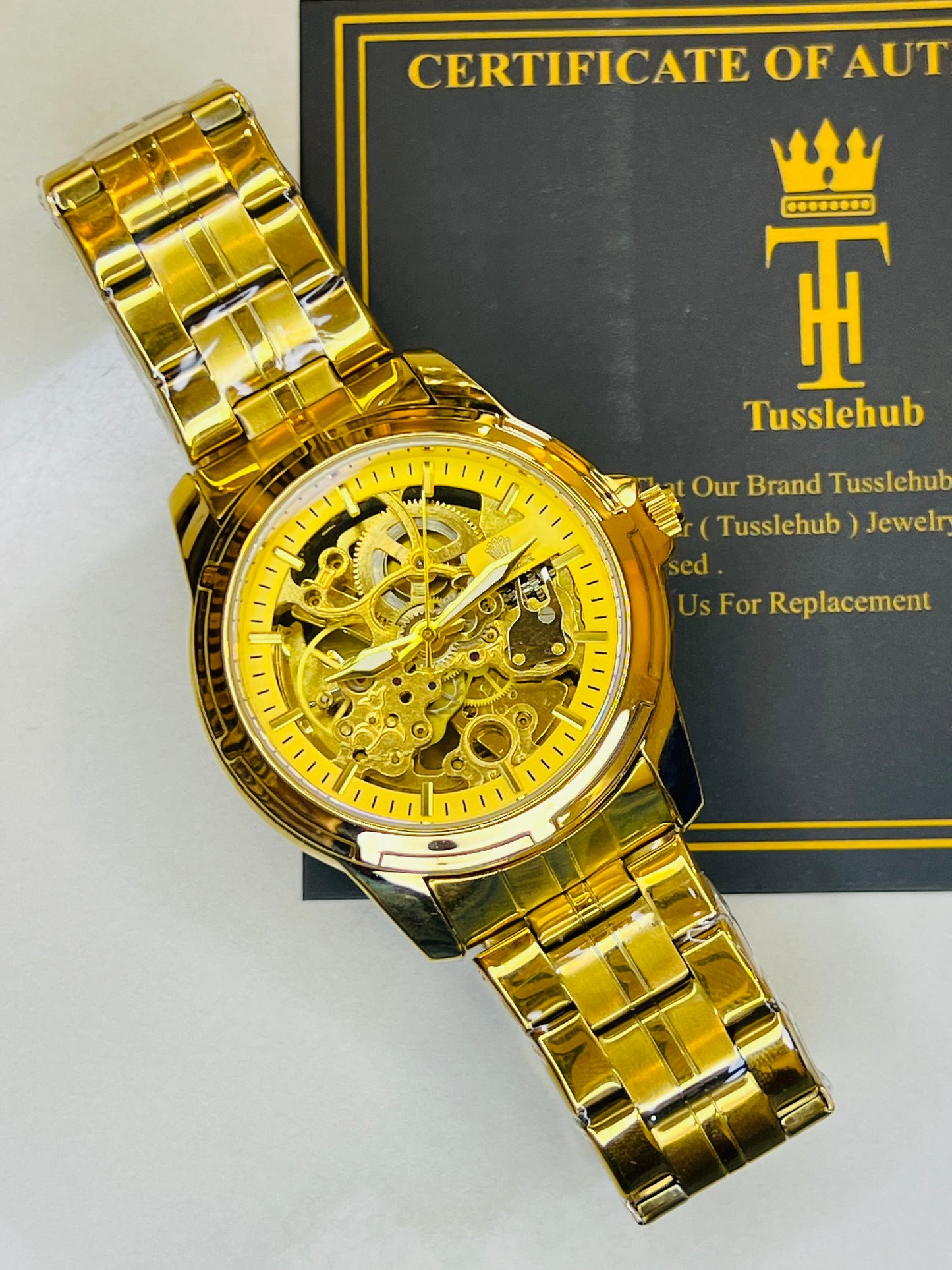 R-2 All Gold Chain Strap Skeleton Automatic Watch