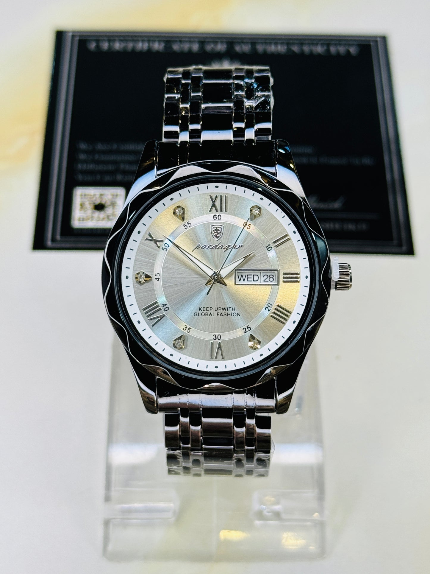 Black White Poedagar Saint Day Date Watch