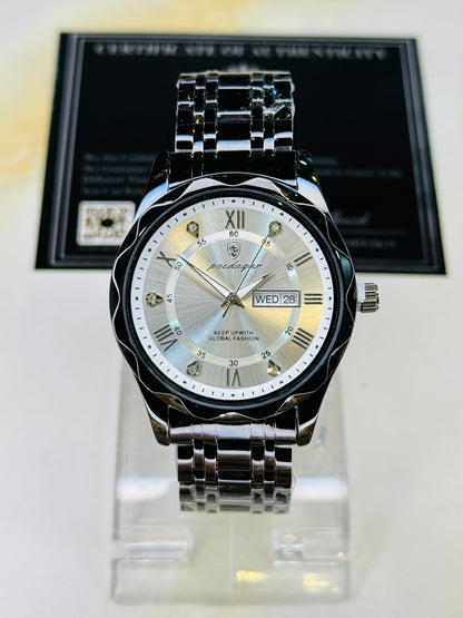 Black White Poedagar Saint Day Date Watch