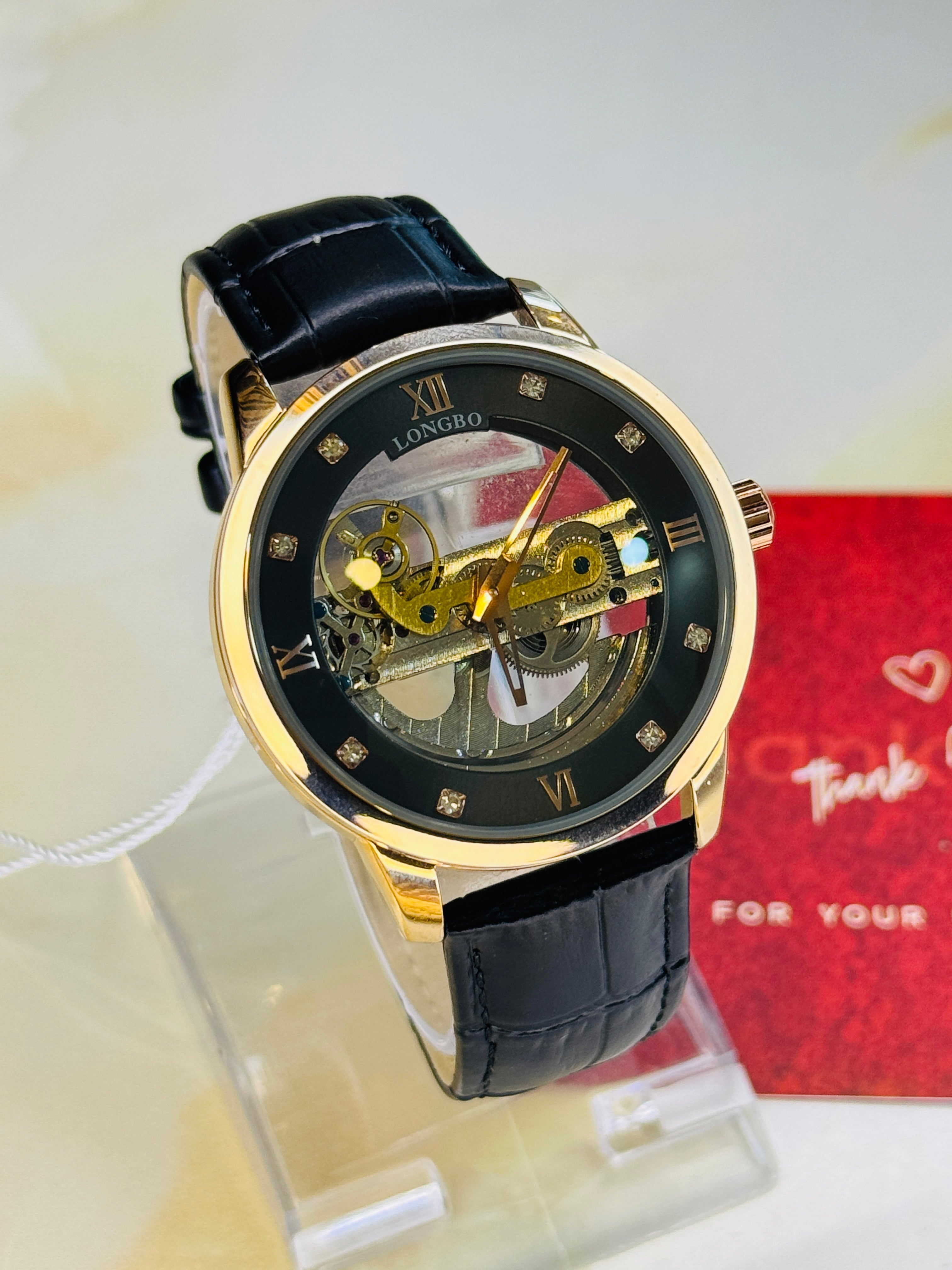 Longbo Skeleton Automatic Leather Watch