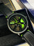 Black Neon Green Leather Strapped Spinner NS Watch