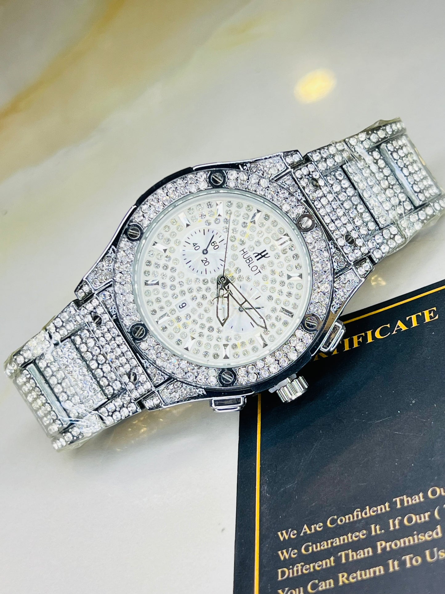 Silver Big Bang Iced Out Watch