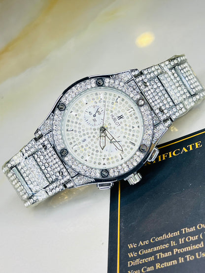 Silver Big Bang Iced Out Watch