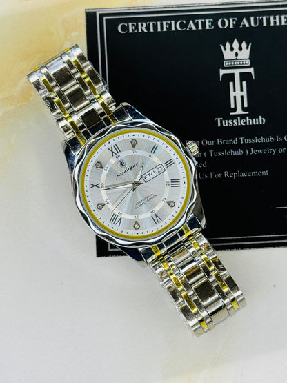 Two Tone White Poedagar Saint Day Date Watch