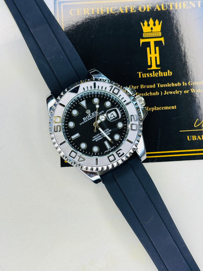 Silver Bezel Black Yatchmaster Watch