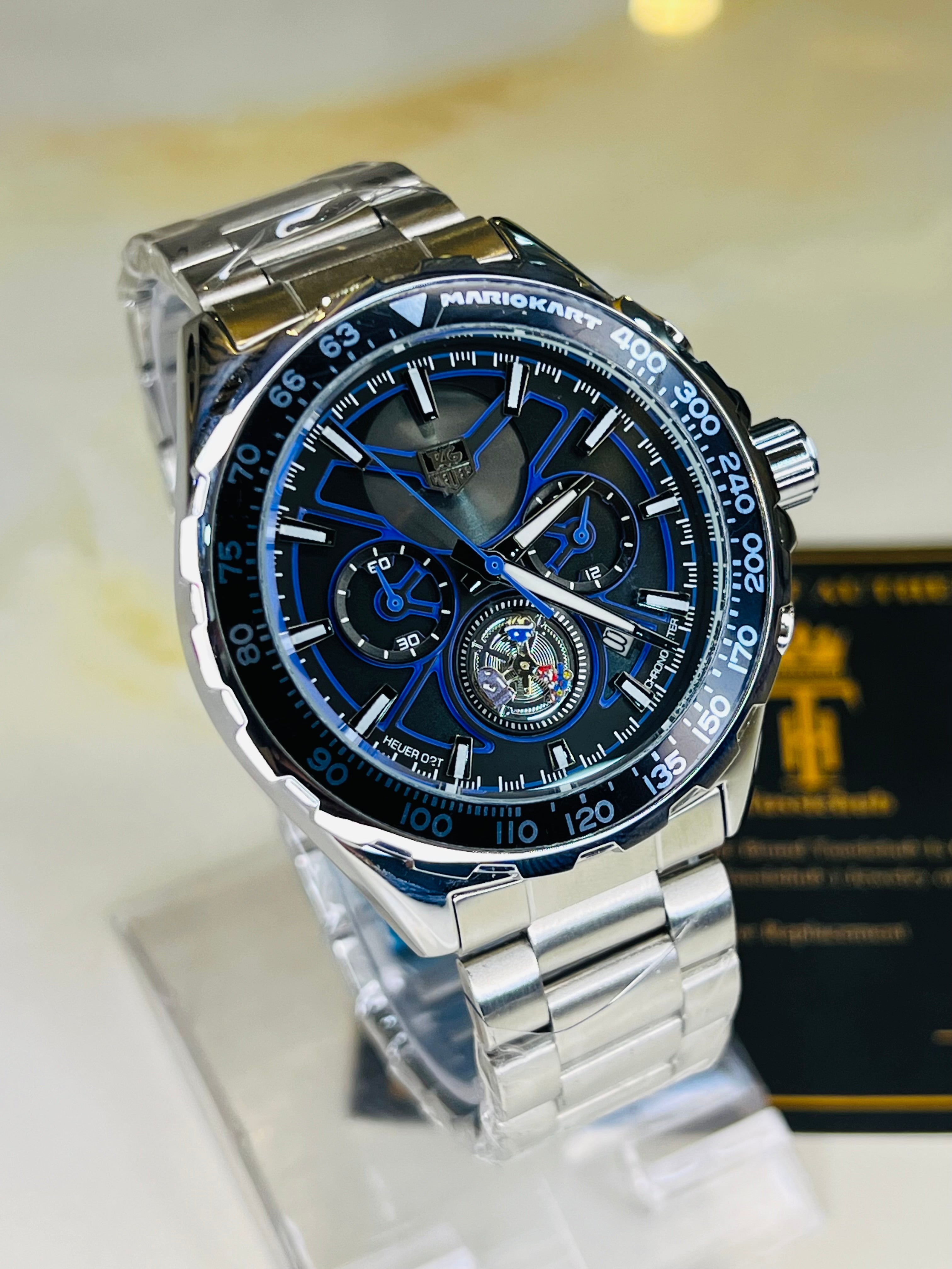 Tag Heur Silver Blue Chronograph Watch