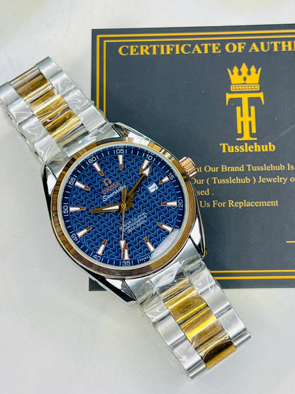 Automatic Sea Master Two Tone Blue Dial Watch