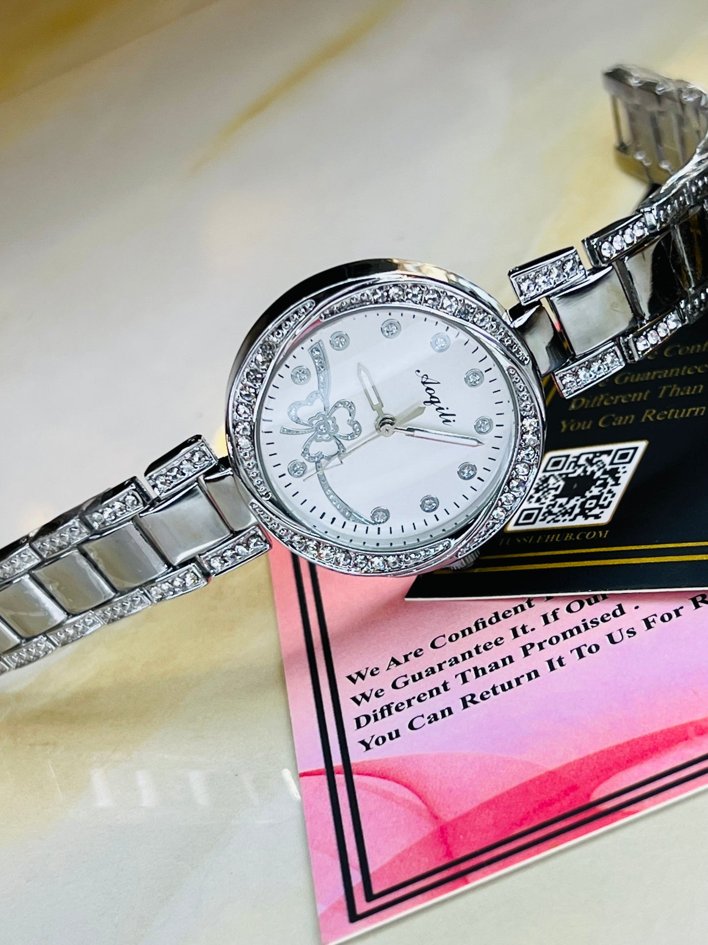 Silver Uni Flower Zircon Watch for her