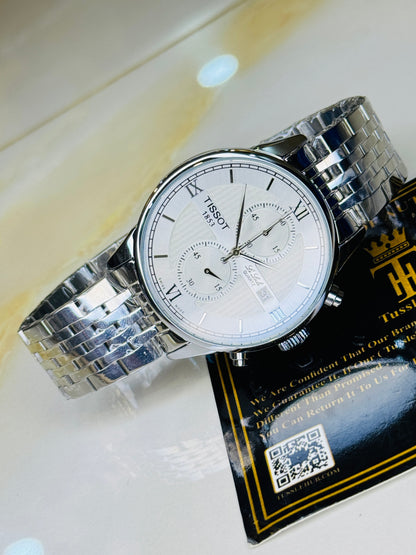 Le Lode Silver Chain Chronograph Dial Tissot Watch