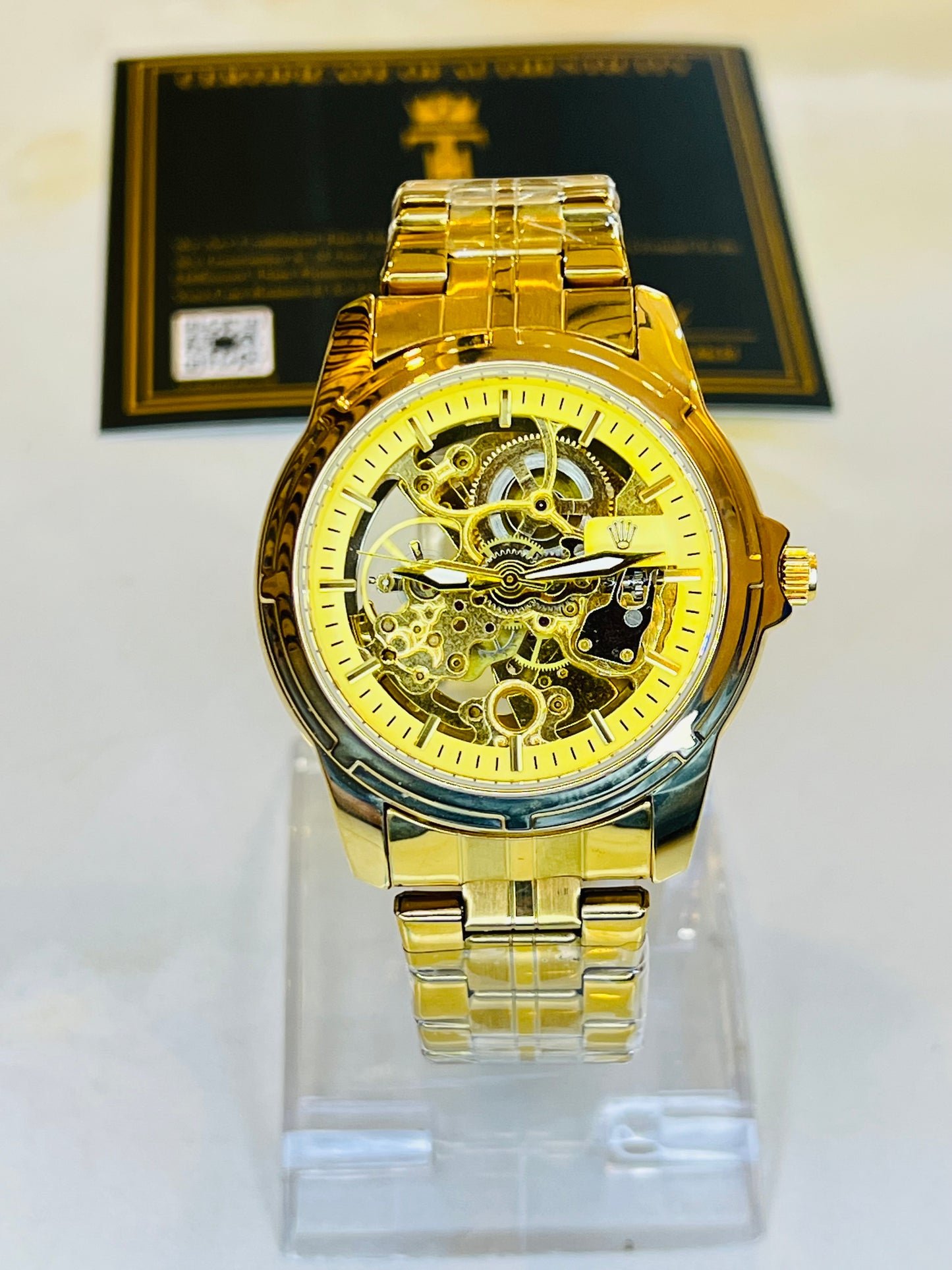 R-2 All Gold Chain Strap Skeleton Automatic Watch