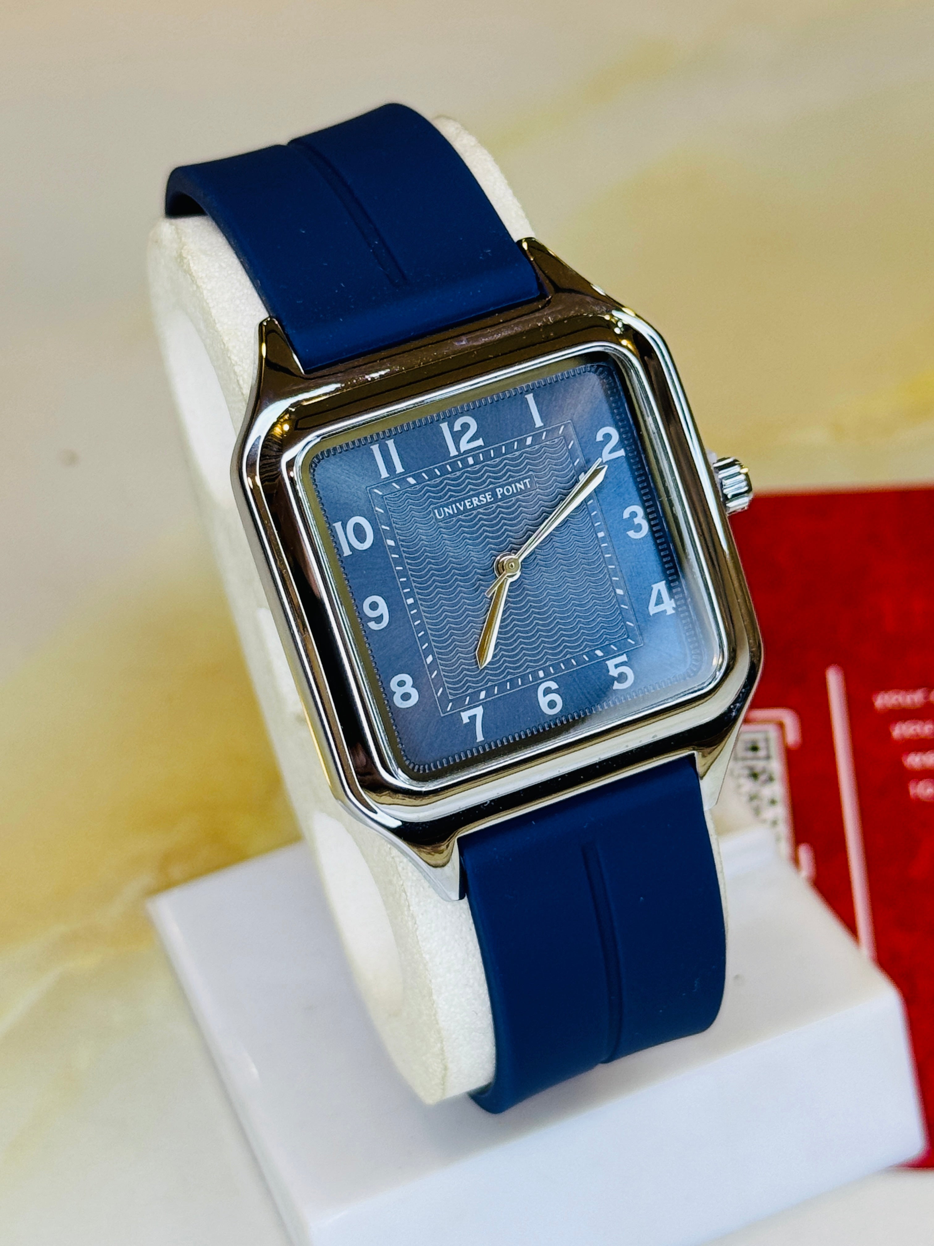 Blue Silver Slim Square Universe Point Watch