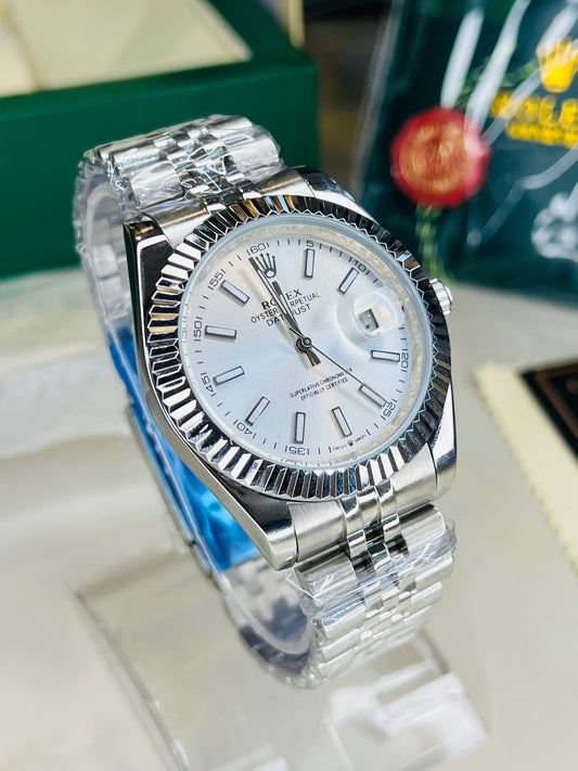 Date Just Silver White Dial Quartz Master Clone Watch