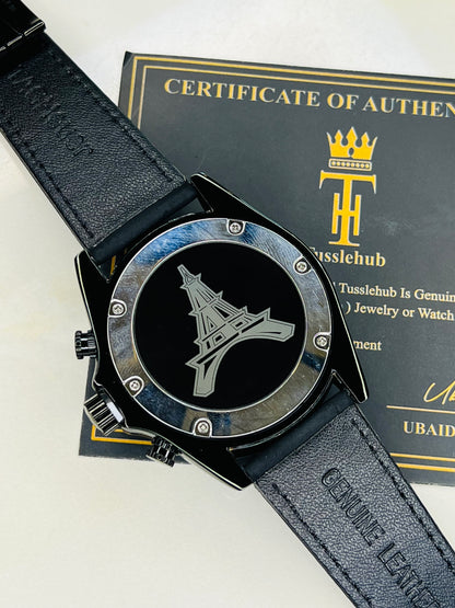 All Black Grand Carrera Chronographs Leather Watch