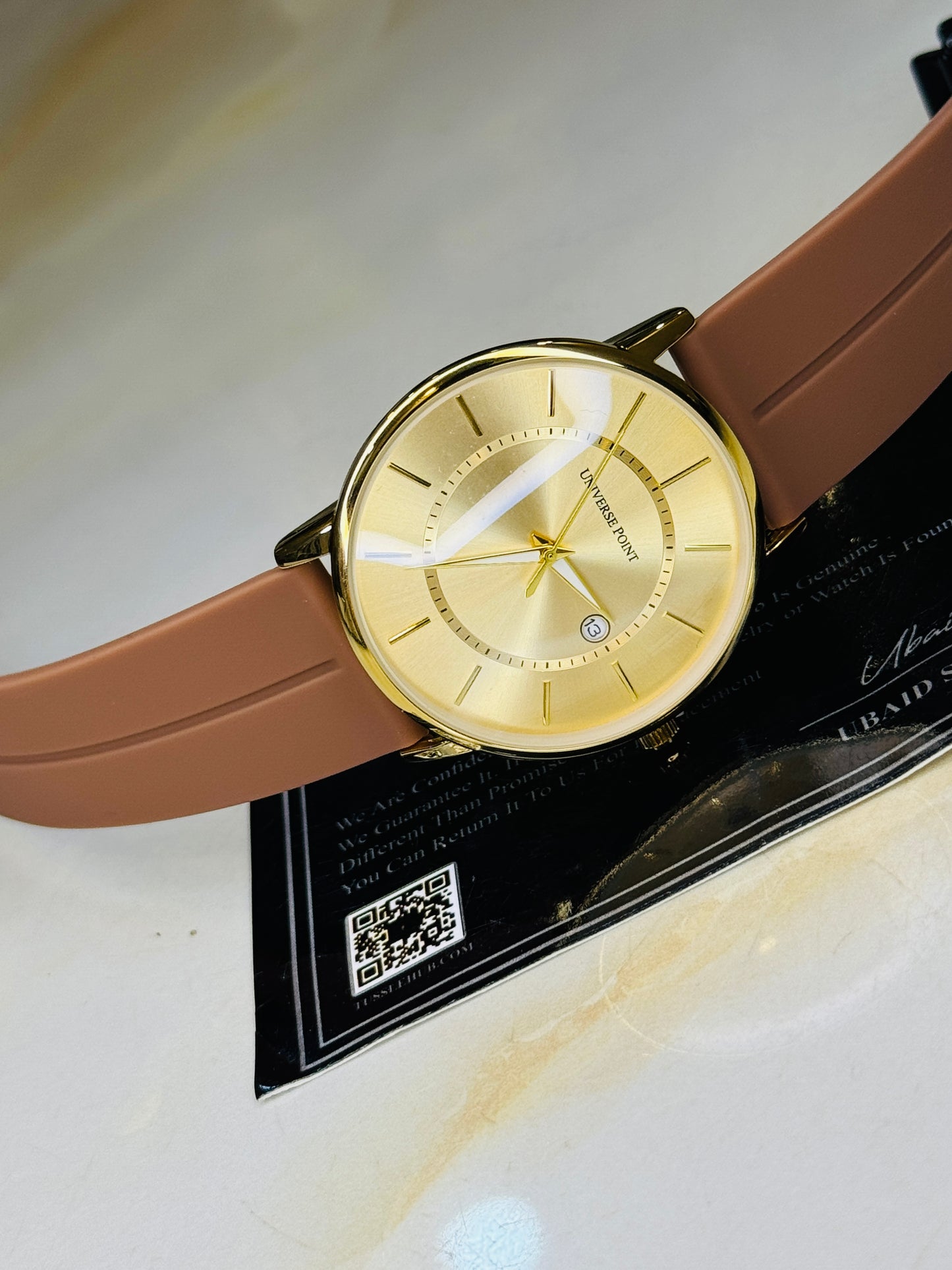 Model A Brown Gold Slim Balloon Universe Point Watch