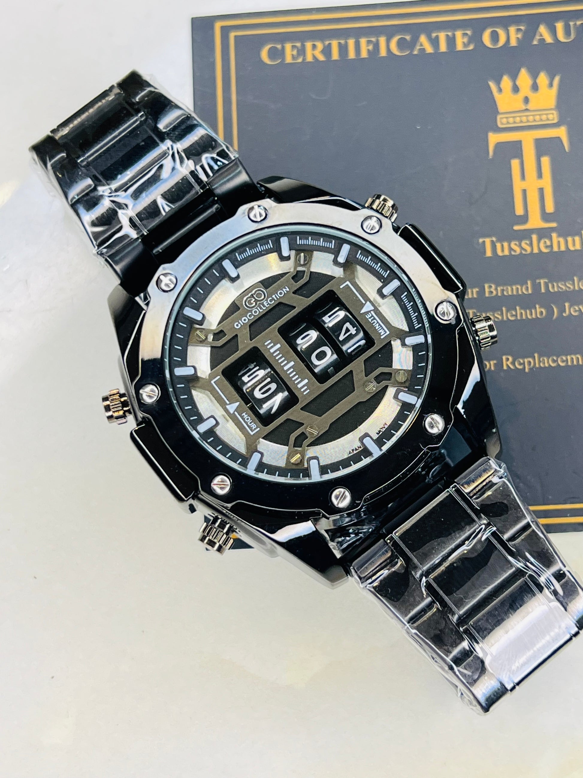 All Black Counter Spinning Watch