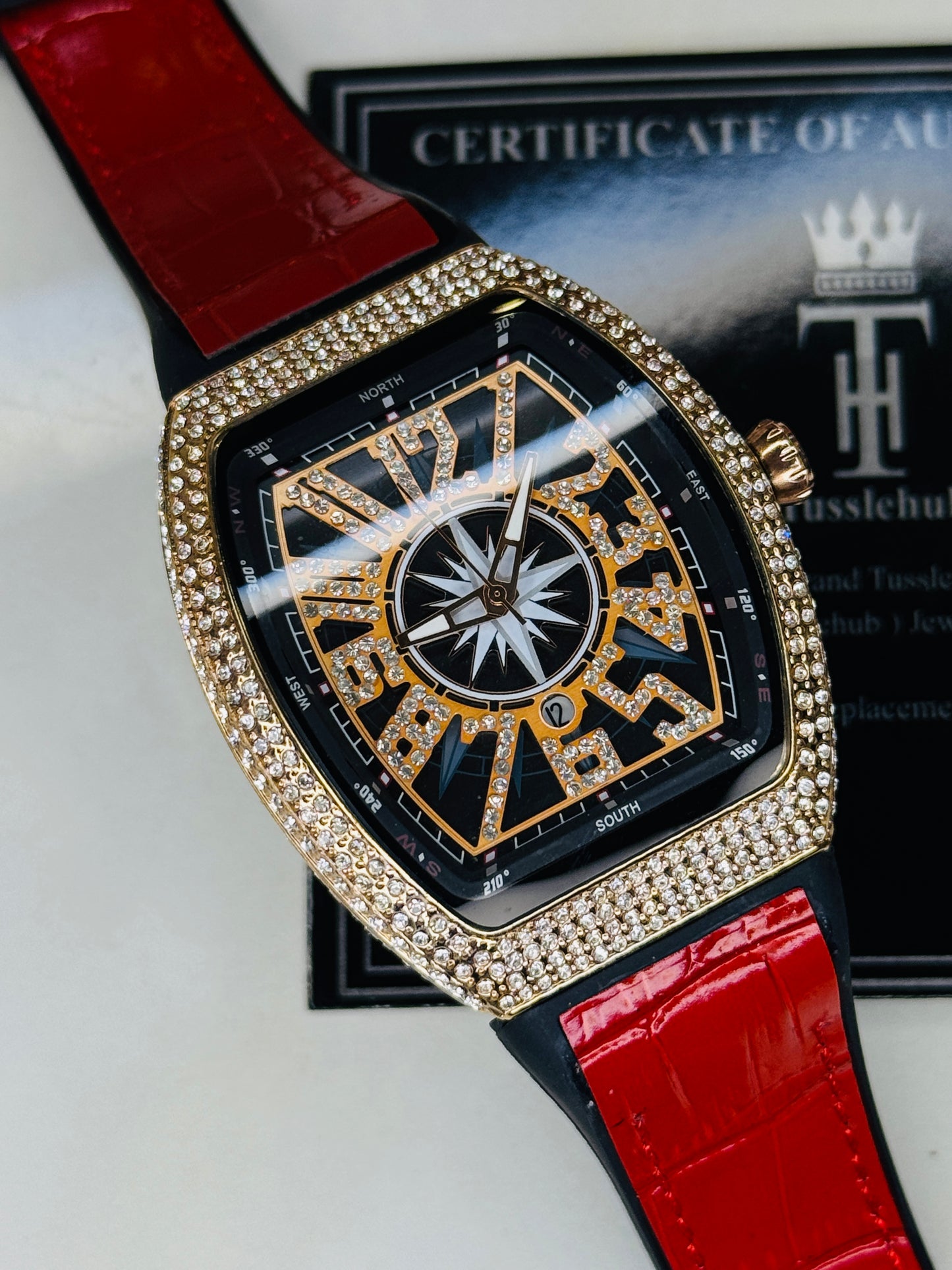 Vanguard Red Rose Gold Iced Frank Muller Watch