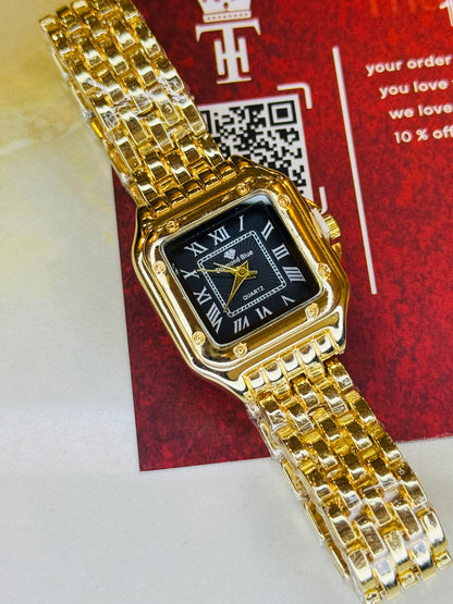 Gold Black Gold Santos Watch For Her