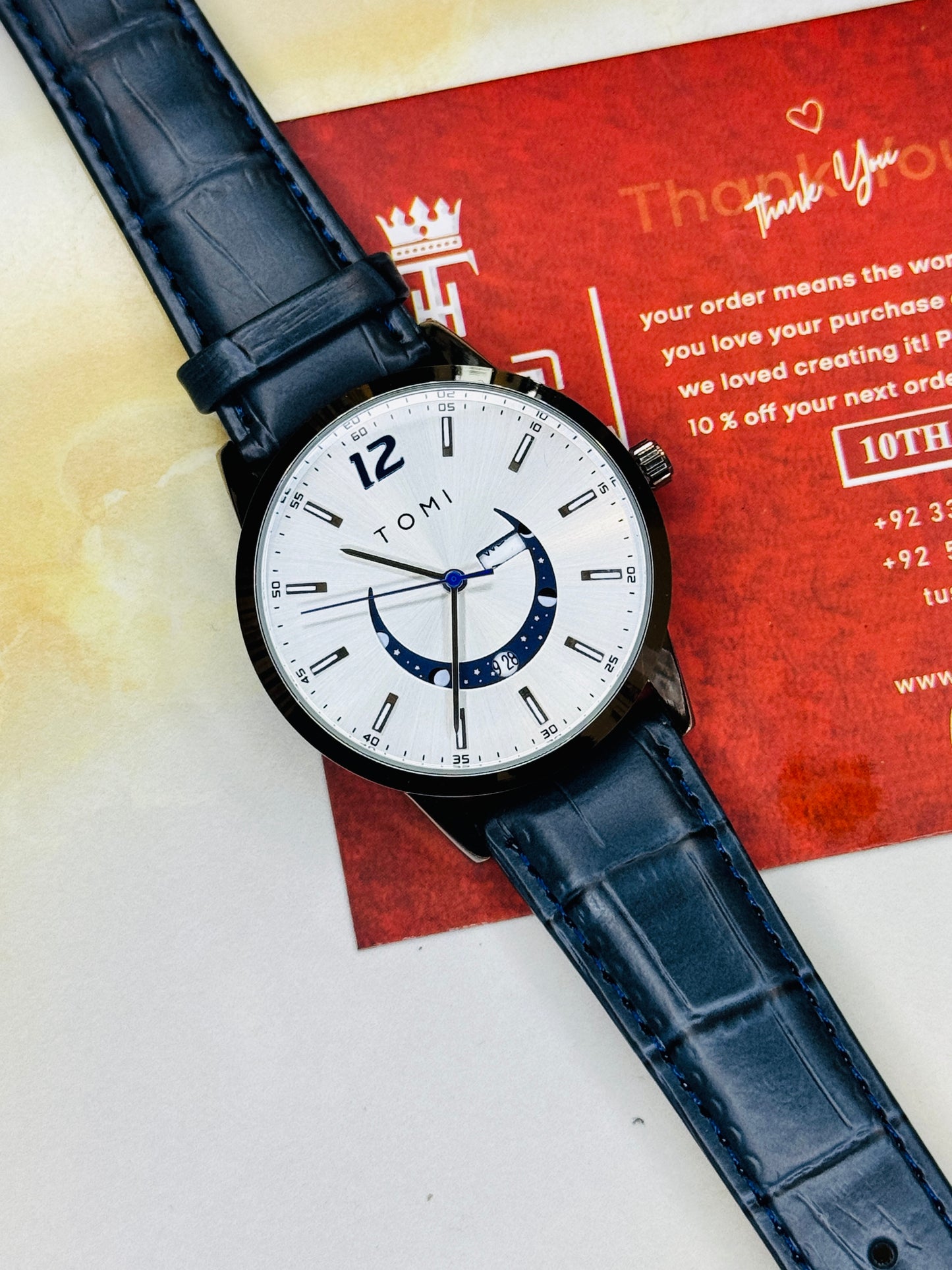 Blue White Tomi Crescent Watch