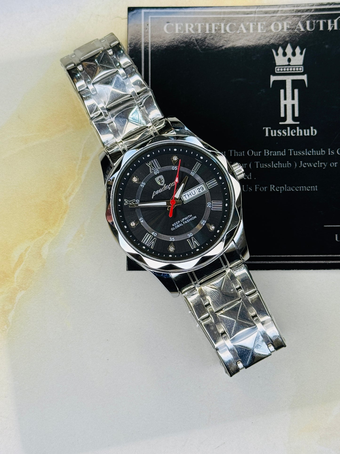 Silver Black Poedagar Prism Dial Watch