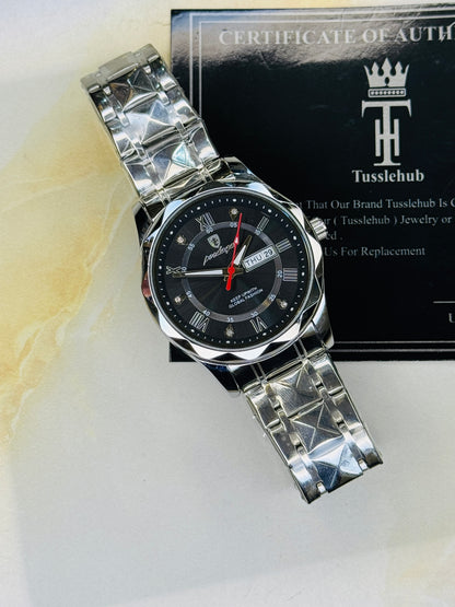 Silver Black Poedagar Prism Dial Watch