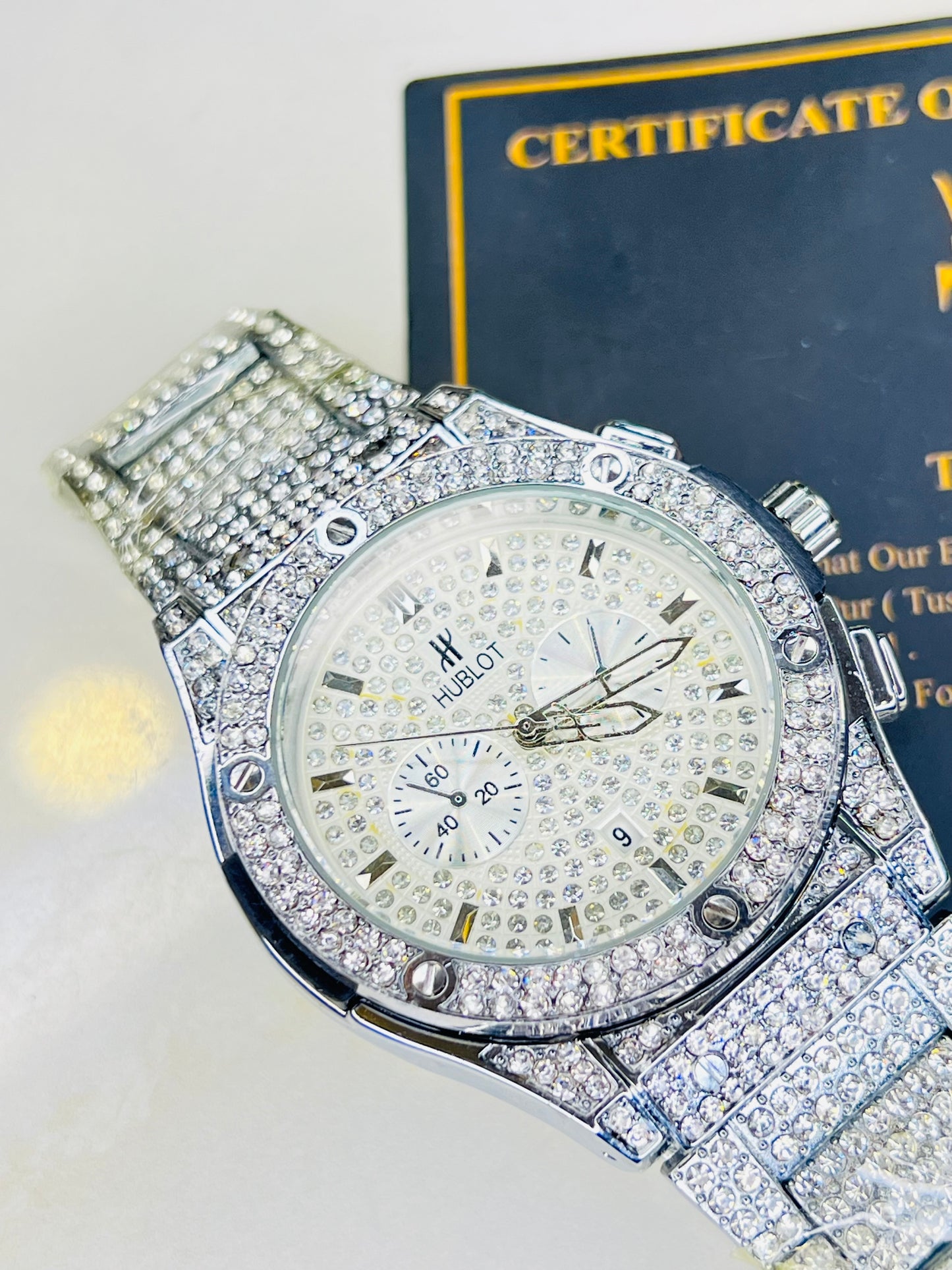 Silver Big Bang Iced Out Watch