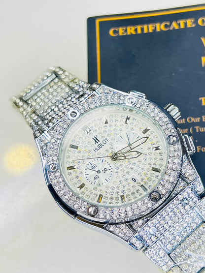 Silver Big Bang Iced Out Watch