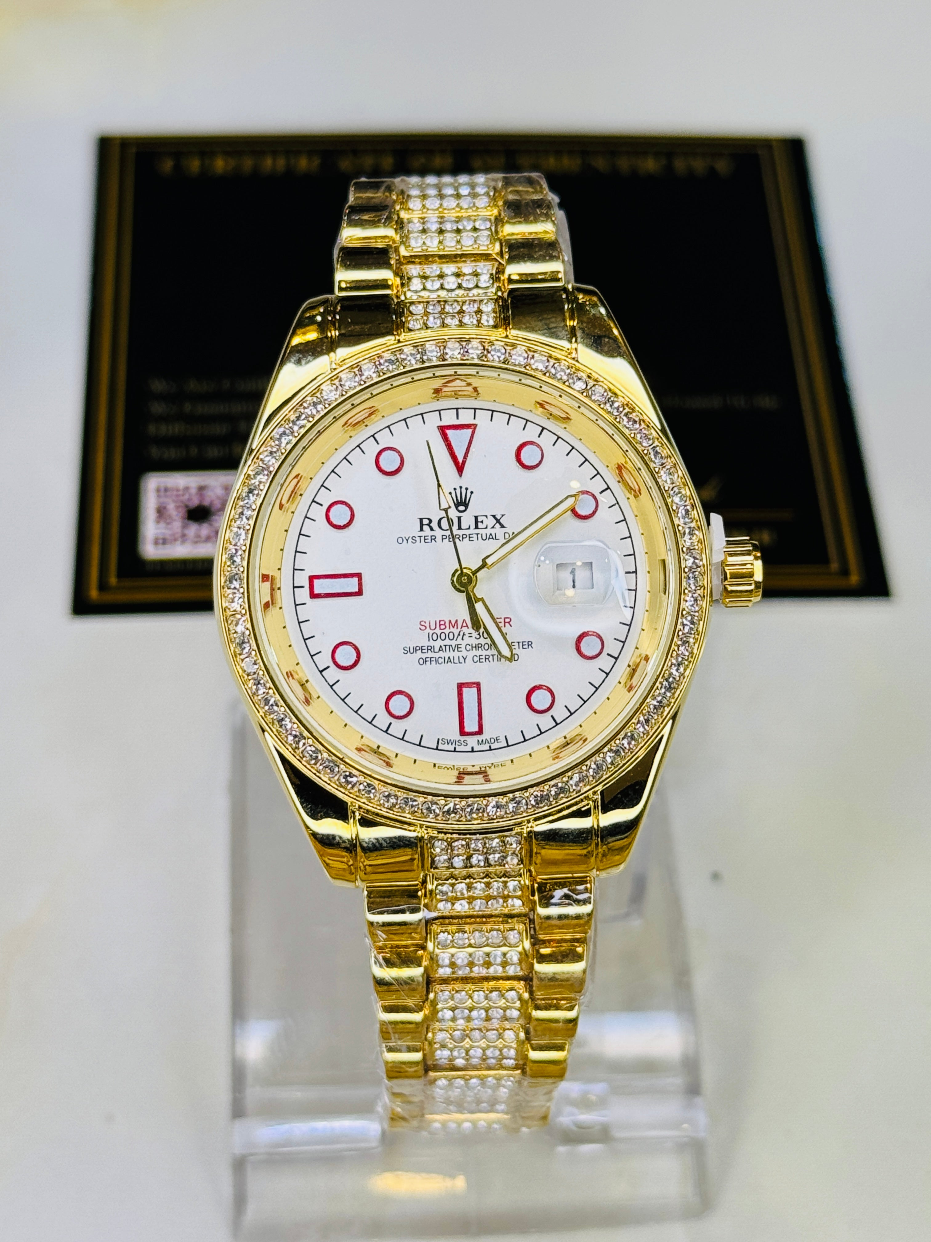 Gold White Iced Date just Watch