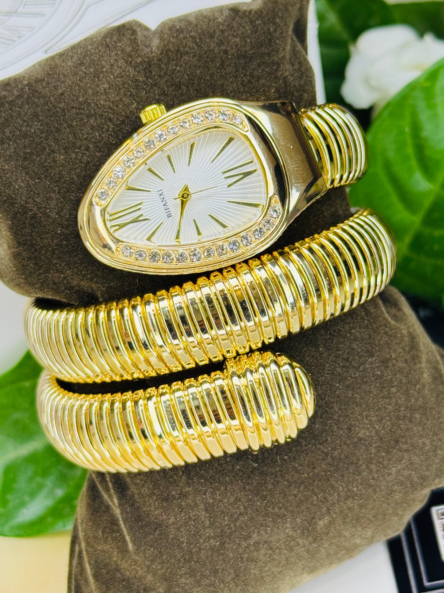 Gold White Serpentine Watch For Her