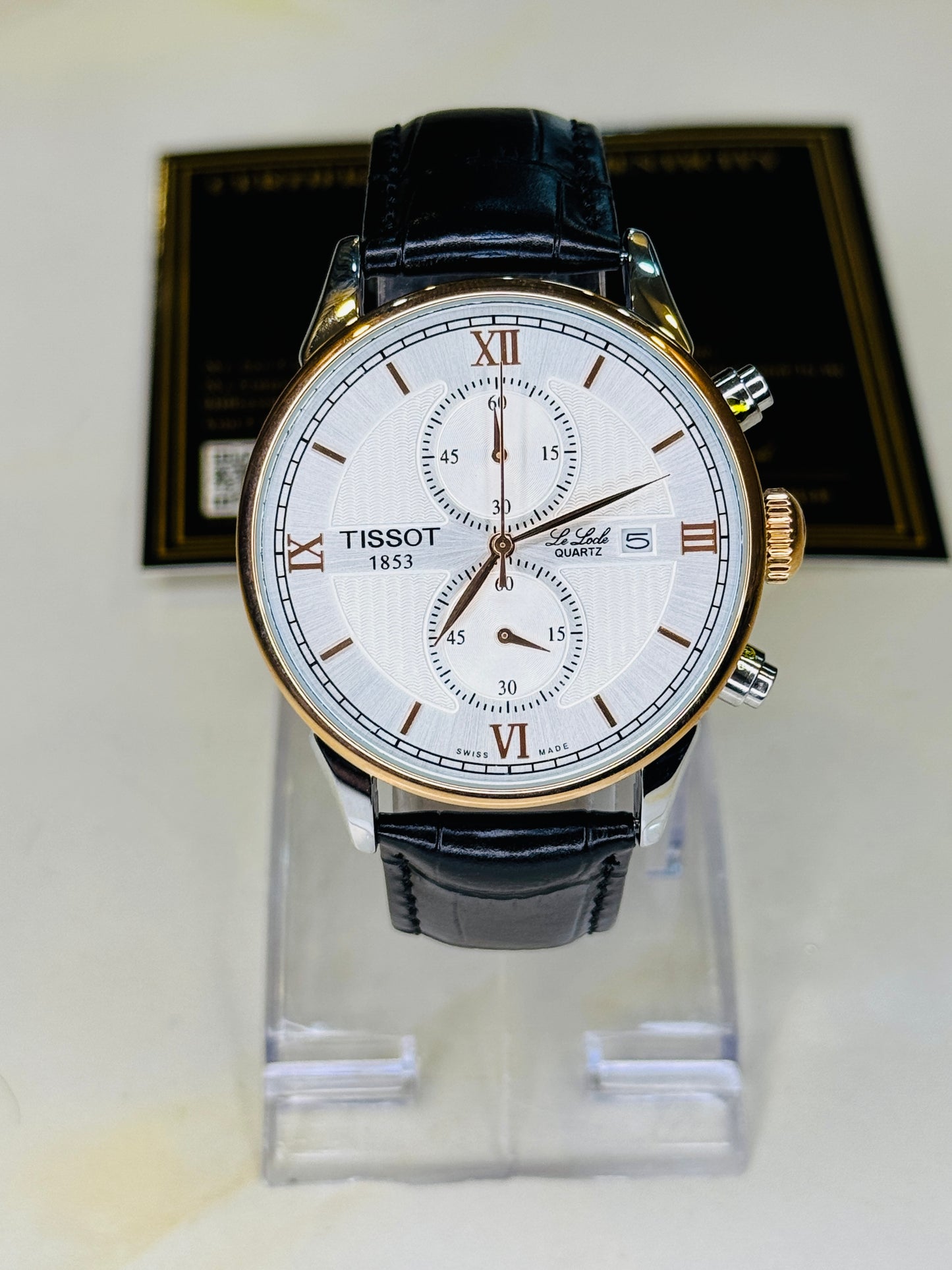 Le Lode Black Leather Chronograph Dial Tissot Watch