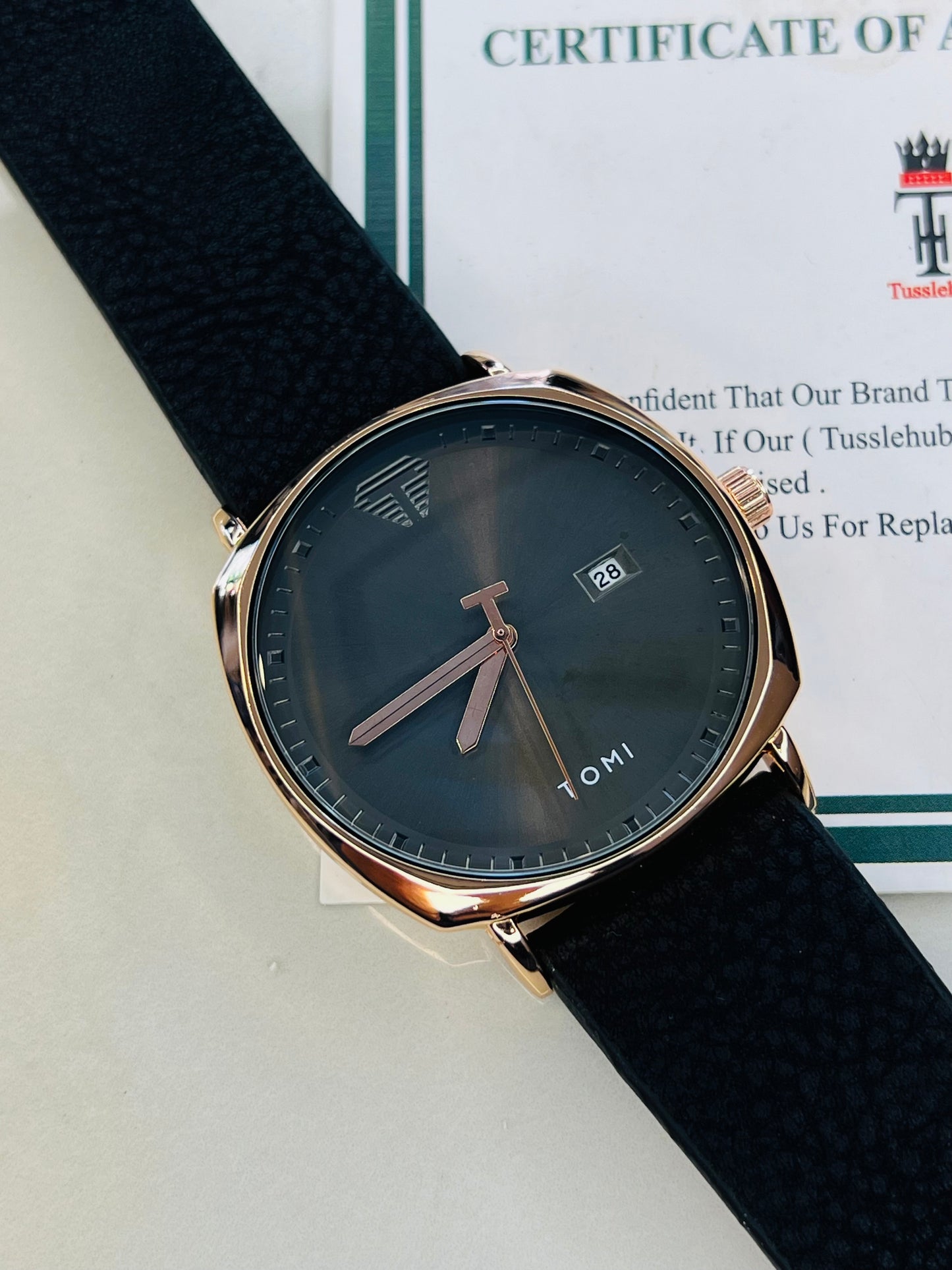 Tomi Black Gold Sleek Dial Watch