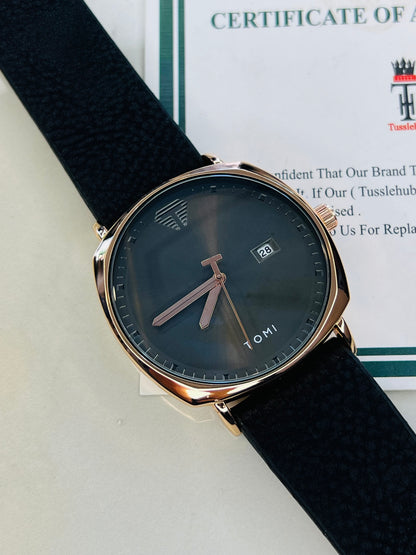 Tomi Black Gold Sleek Dial Watch