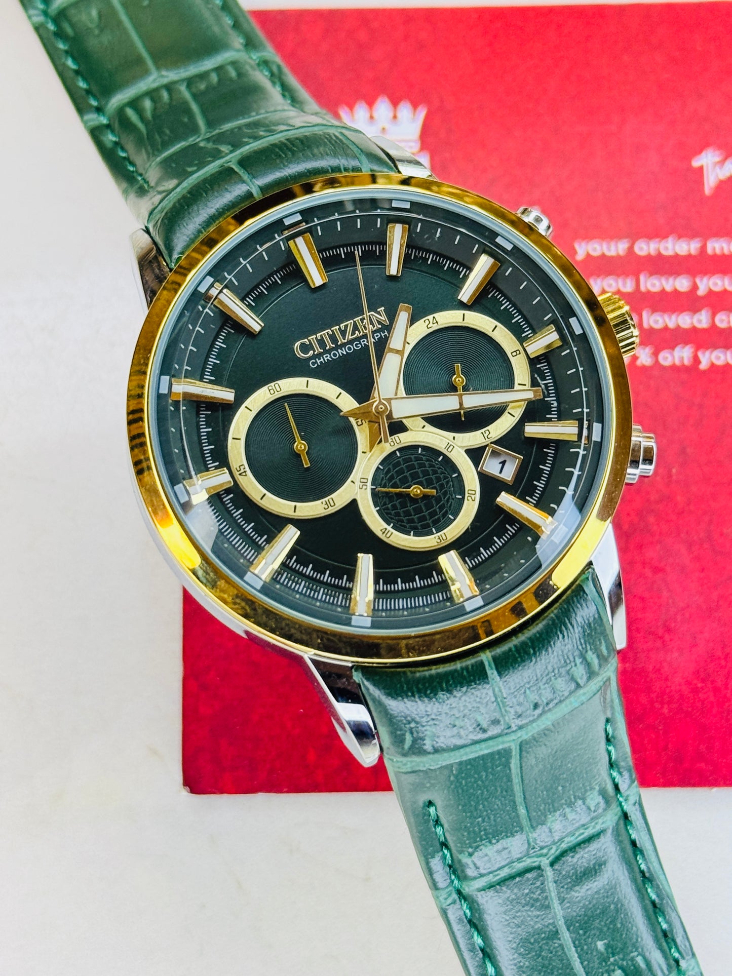 Citizen Globe Forest Green Chronograph Watch