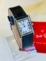Black Leather Cart*er Tank Watch