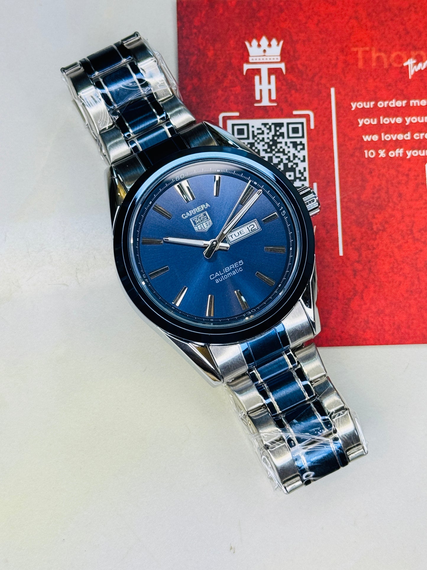Tag Heur Two Tone Tungsten Carrera Day Date Chain Strapped Watchh