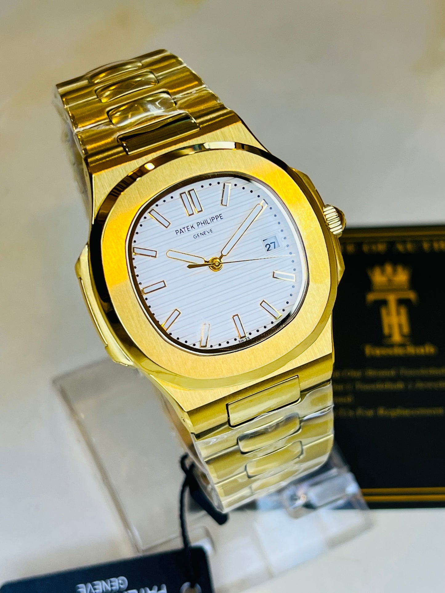 Gold White Automatic Nautilus Super Clone Watch