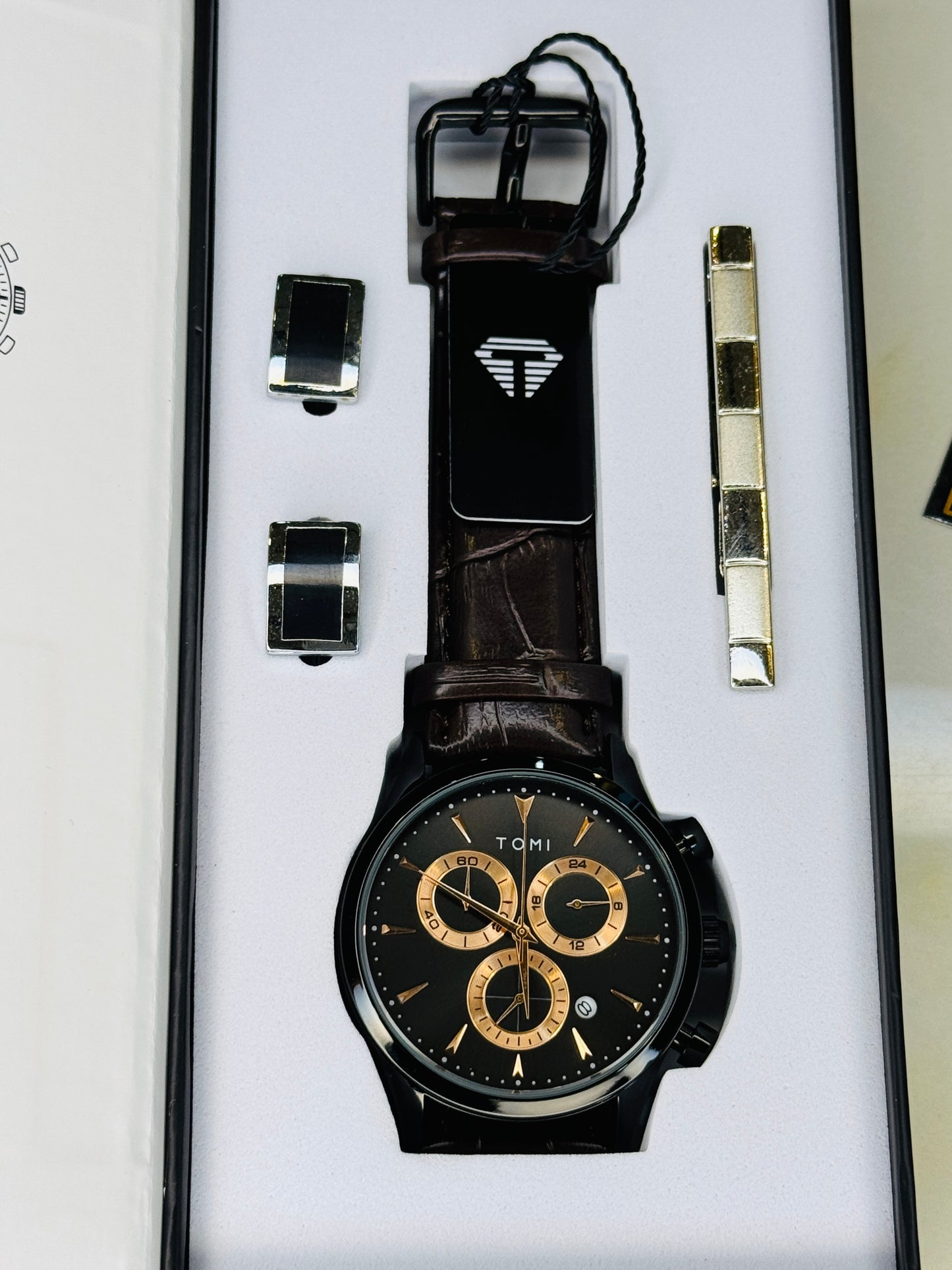 Tomi S6A Coffee Black Gift Set Watch