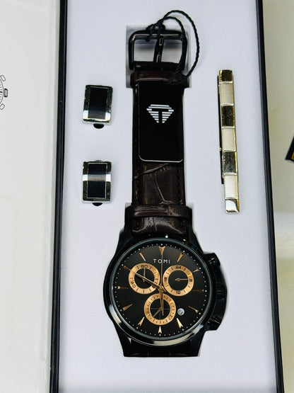 Tomi S6A Coffee Black Gift Set Watch