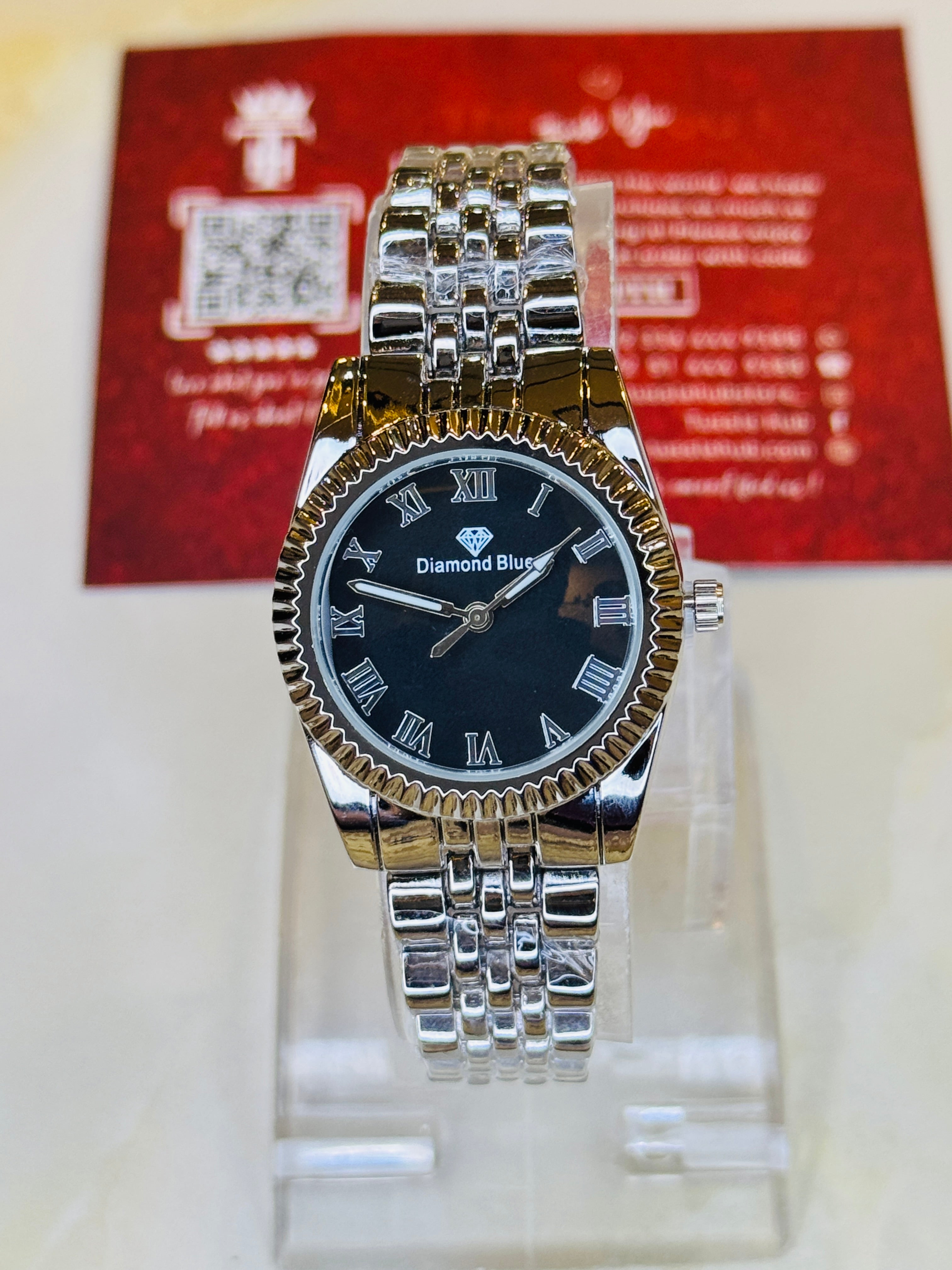 Silver Black Aoqili Roman Watch for her