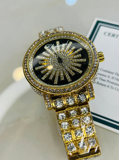 Iced Out Spinner Dial Watch